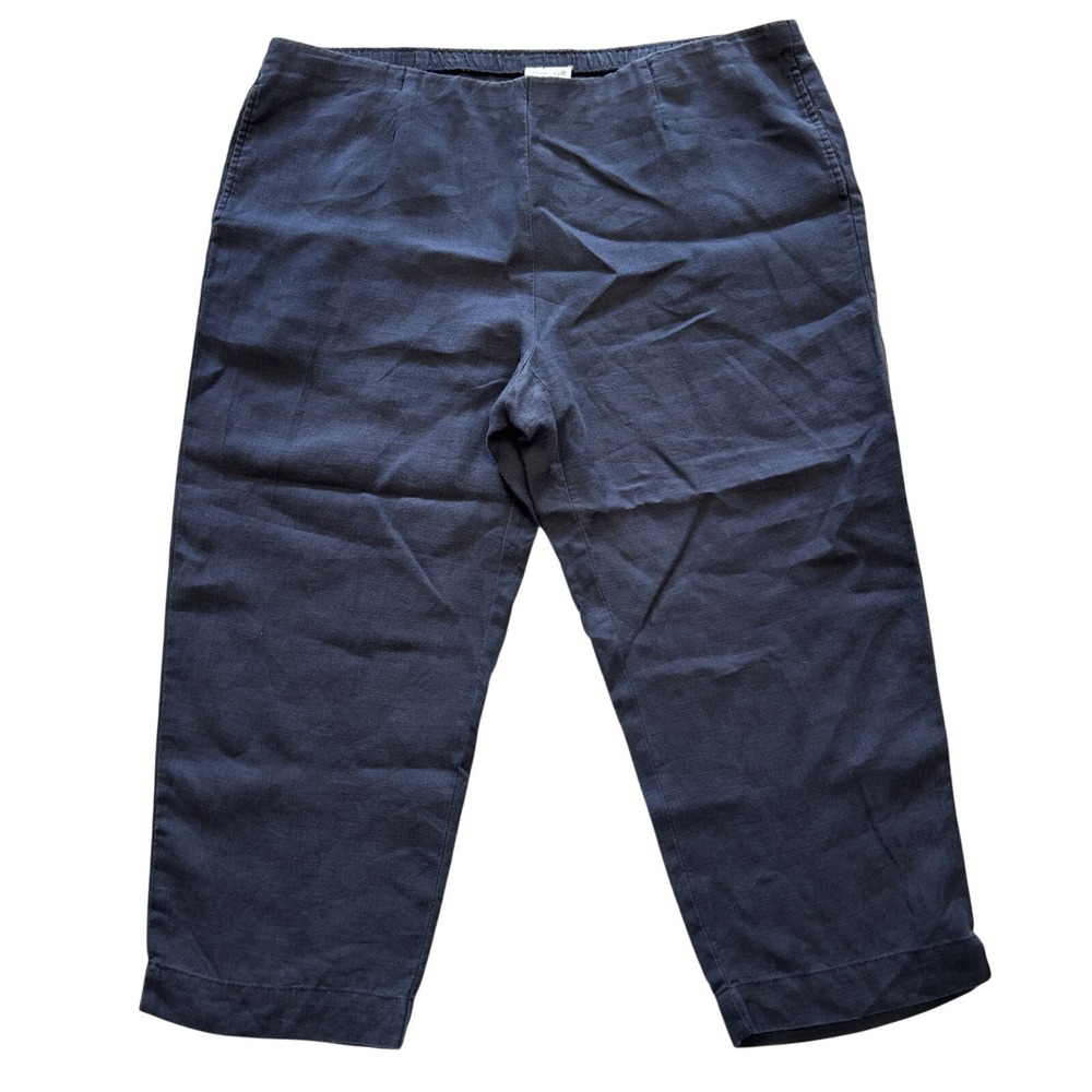 J.Jill Love Linen J. Jill Large Women's Blue Gray 100% Linen Pants Lagenlook